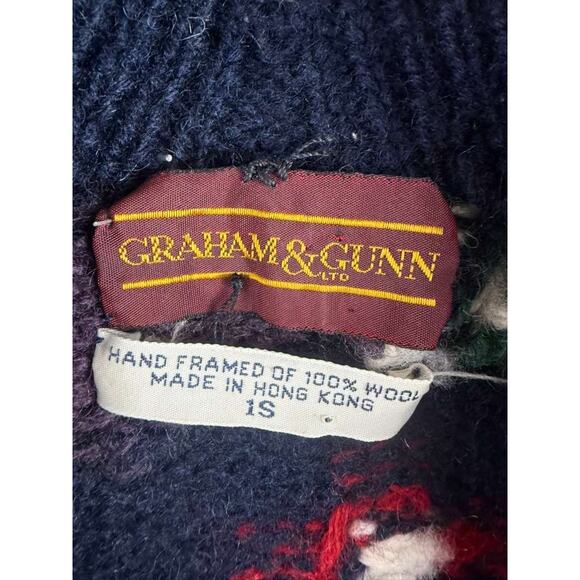 Vintage Graham And Gunn Sweater 1S Multi Color 100% Wool Hand Framed Hong Kong - Picture 3 of 9